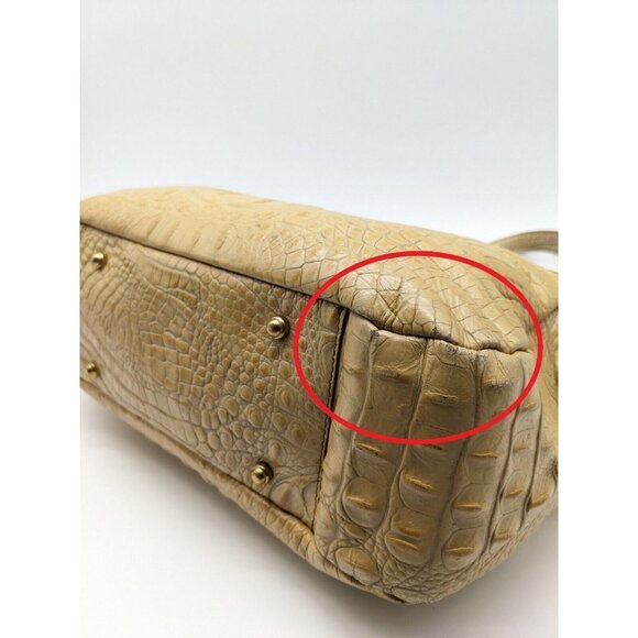 BRAHMIN Collette croc embossed leather satchel shoulder bag - Vanilla/Beige - Picture 13 of 14